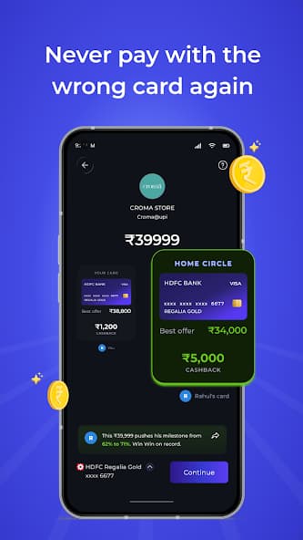 Rivo Circle comparing eligible cards for a purchase